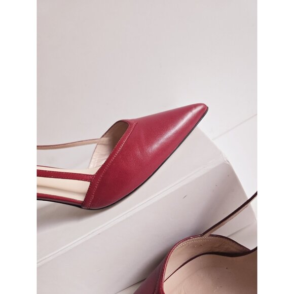 SJP Sarah Jessica Parker Pointed Toe D'Orsay Red Pump Heels Ahoes 9.5 Italy 39.5 - Picture 5 of 12
